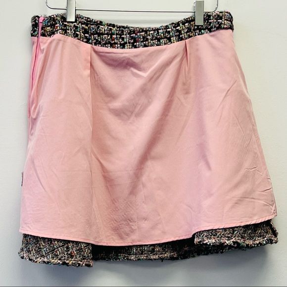 Lea & Viola Tweed Skater Mini Skirt, Size Large Pink Multi - Picture 9 of 13